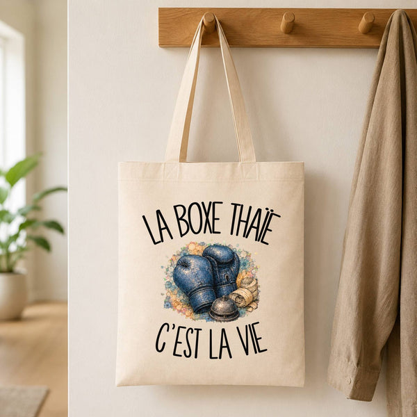Tote Bag Beige La boxe thaïe c'est la vie