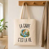 Tote Bag Beige La Carpe c’est la vie