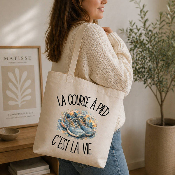 Tote Bag Beige La course à pied c'est la vie