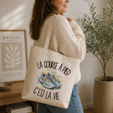 Tote Bag Beige La course à pied c'est la vie
