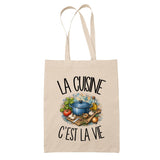 Tote Bag Beige La cuisine c'est la vie
