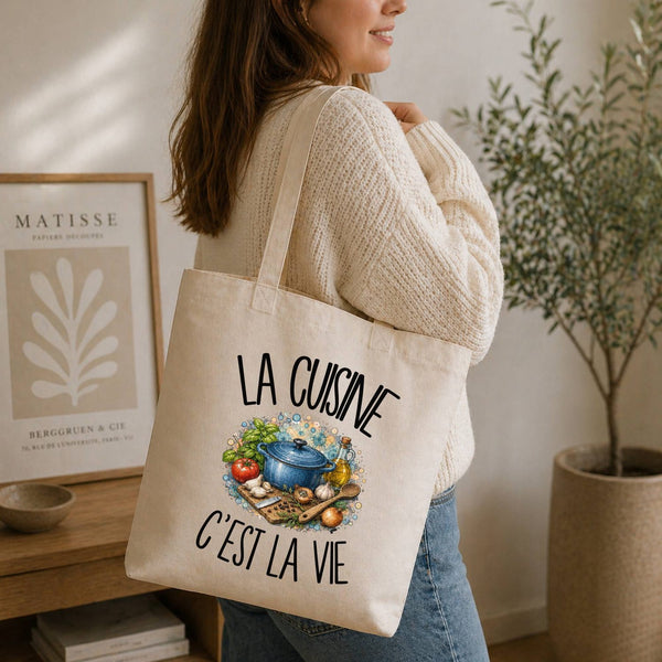 Tote Bag Beige La cuisine c'est la vie