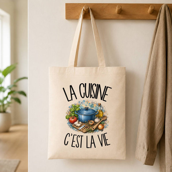 Tote Bag Beige La cuisine c'est la vie