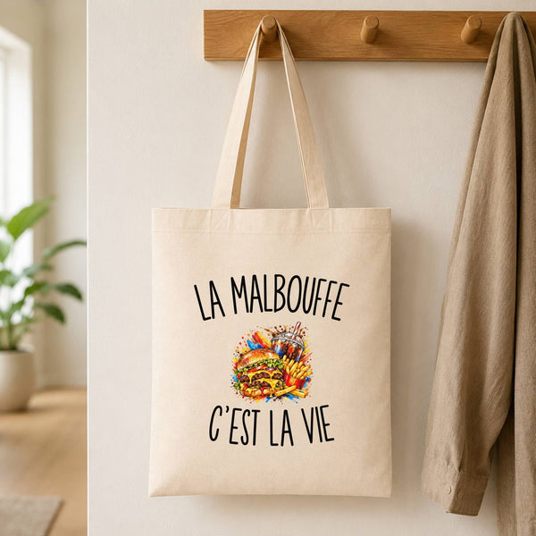 Tote Bag Beige La Malbouffe c’est la vie