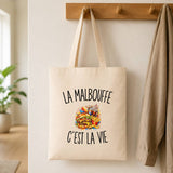 Tote Bag Beige La Malbouffe c’est la vie