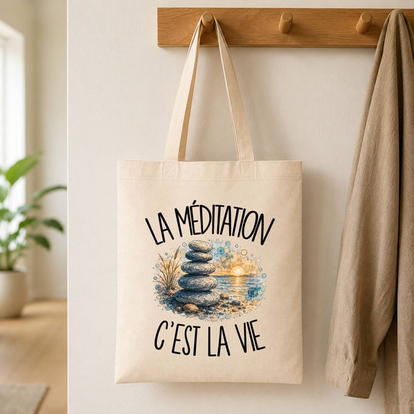 Tote Bag Beige La méditation c'est la vie