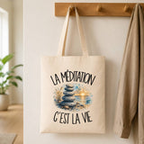 Tote Bag Beige La méditation c'est la vie