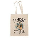 Tote Bag Beige La musique c'est la vie