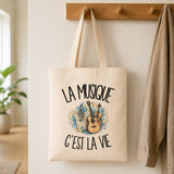 Tote Bag Beige La musique c'est la vie
