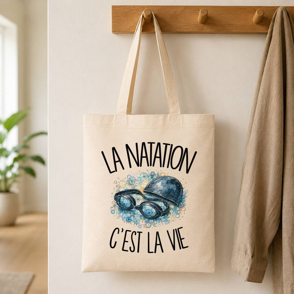 Tote Bag Beige La natation c'est la vie