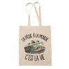 Tote Bag Beige La pêche à la mouche c'est la vie