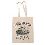 Tote Bag Beige La pêche à la mouche c'est la vie