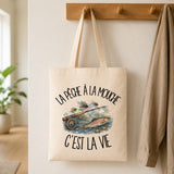 Tote Bag Beige La pêche à la mouche c'est la vie