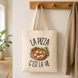 Tote Bag Beige La pizza c'est la vie