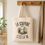 Tote Bag Beige La sculpture c'est la vie