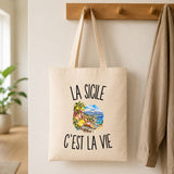 Tote Bag Beige La Sicile c’est la vie