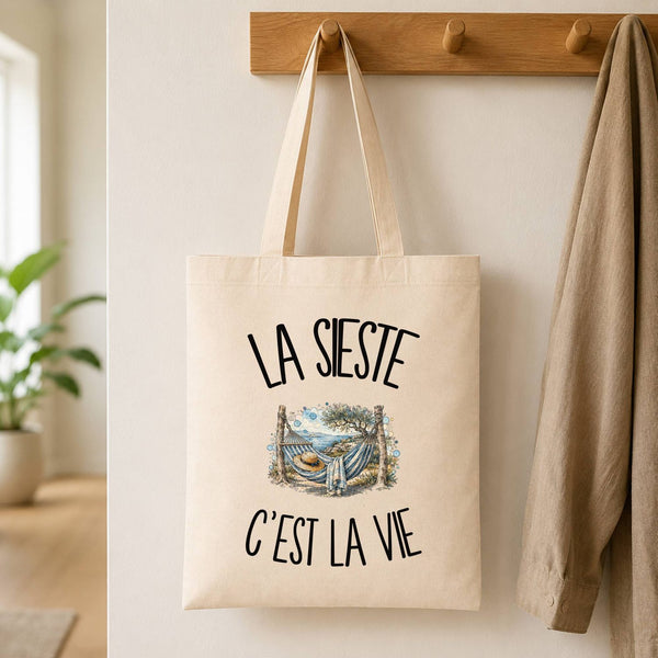 Tote Bag Beige La sieste c'est la vie