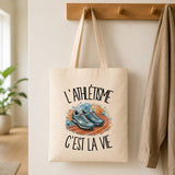 Tote Bag Beige L'athlétisme c'est la vie