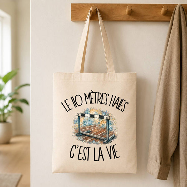 Tote Bag Beige Le 110 mètres haies c'est la vie