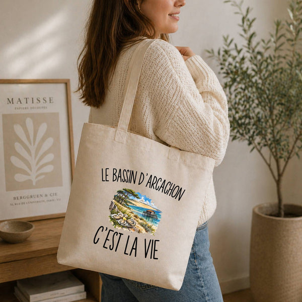 Tote Bag Beige Le Bassin d’Arcachon c’est la vie