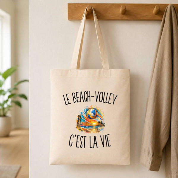 Tote Bag Beige Le Beach-Volley c’est la vie