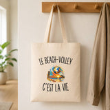 Tote Bag Beige Le Beach-Volley c’est la vie