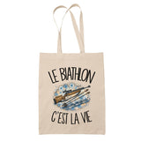 Tote Bag Beige Le biathlon c'est la vie