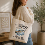Tote Bag Beige Le biathlon c'est la vie