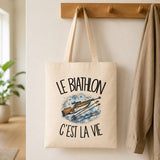 Tote Bag Beige Le biathlon c'est la vie