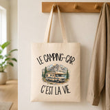 Tote Bag Beige Le camping-car c'est la vie