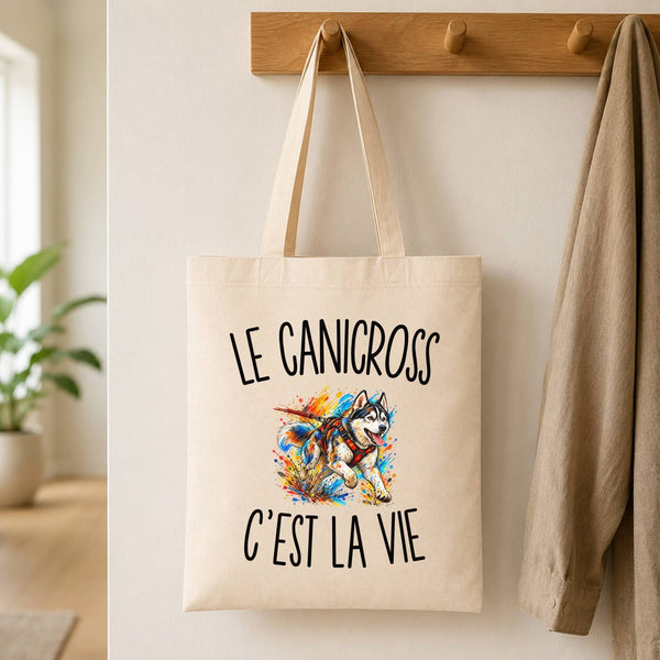 Tote Bag Beige Le Canicross c’est la vie