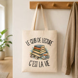 Tote Bag Beige Le club de lecture c'est la vie