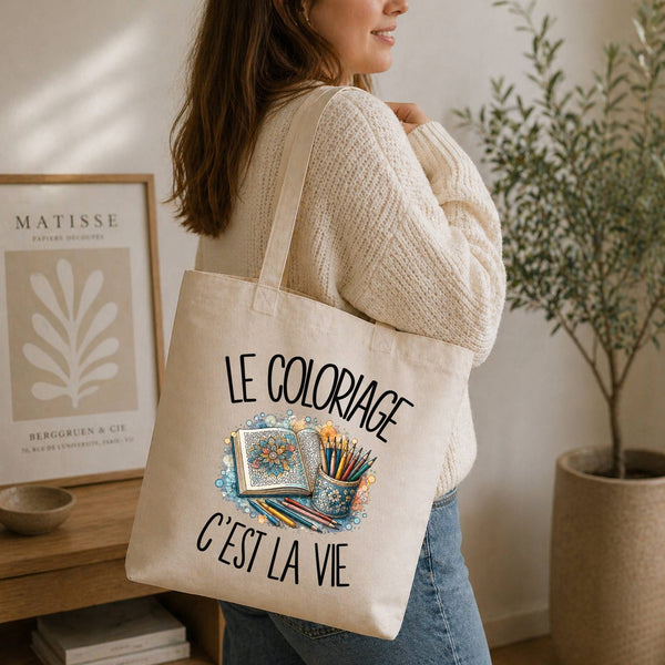 Tote Bag Beige Le coloriage c'est la vie