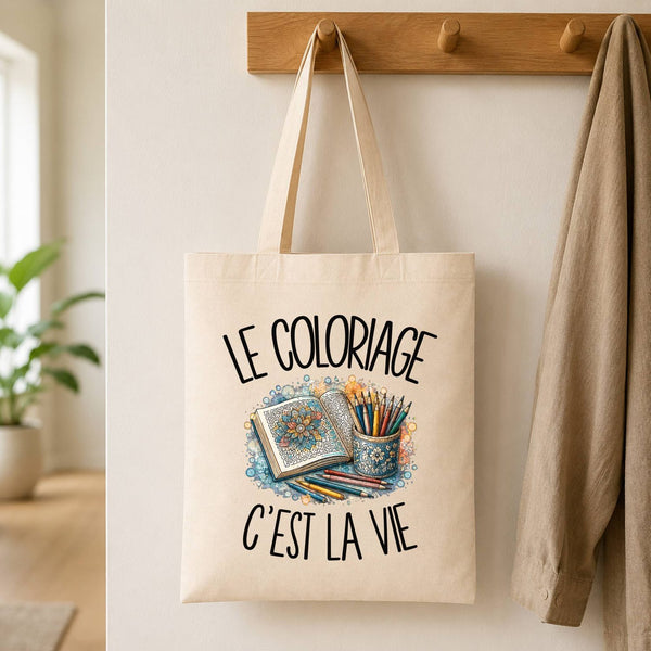 Tote Bag Beige Le coloriage c'est la vie