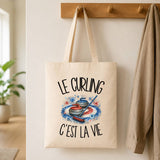 Tote Bag Beige Le curling c'est la vie