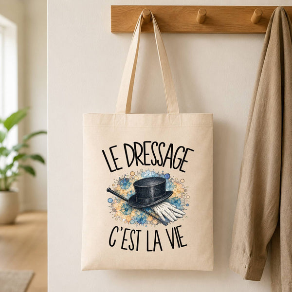 Tote Bag Beige Le dressage c'est la vie