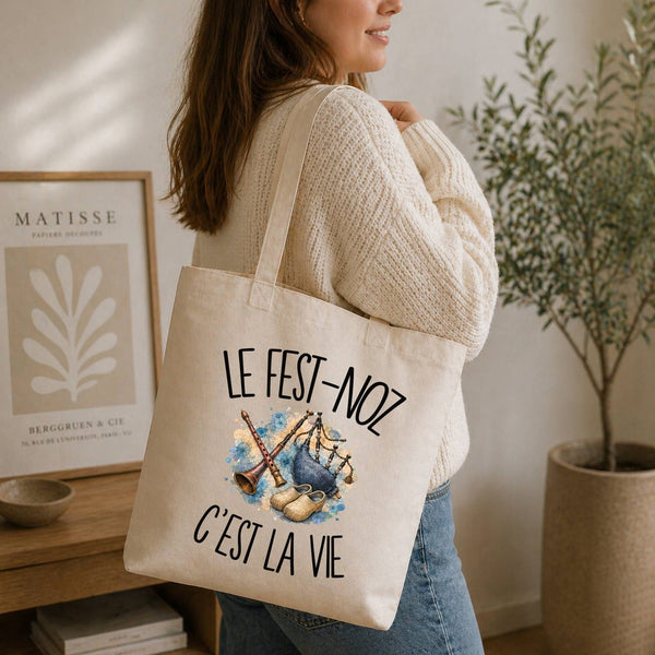 Tote Bag Beige Le fest-noz c'est la vie