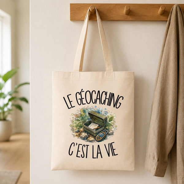 Tote Bag Beige Le géocaching c'est la vie