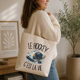 Tote Bag Beige Le hockey c'est la vie