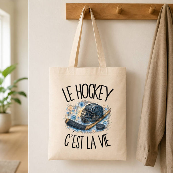 Tote Bag Beige Le hockey c'est la vie