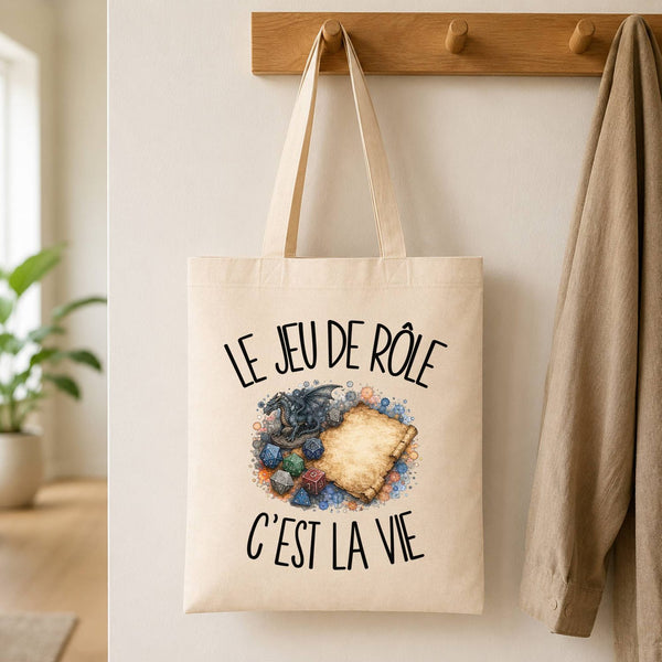 Tote Bag Beige Le jeu de rôle c'est la vie