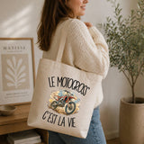 Tote Bag Beige Le motocross c'est la vie