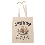 Tote Bag Beige Le point de croix c'est la vie