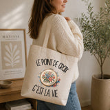 Tote Bag Beige Le point de croix c'est la vie