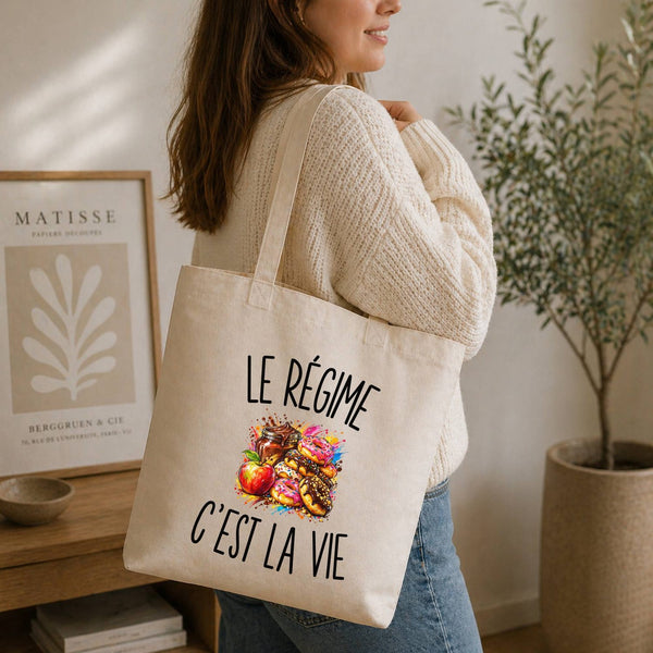 Tote Bag Beige Le Régime c’est la vie