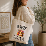 Tote Bag Beige Le Régime c’est la vie