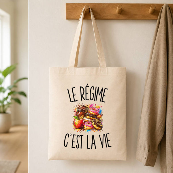 Tote Bag Beige Le Régime c’est la vie