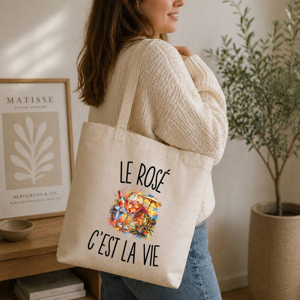 Tote Bag Beige Le Rosé c’est la vie
