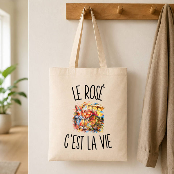 Tote Bag Beige Le Rosé c’est la vie