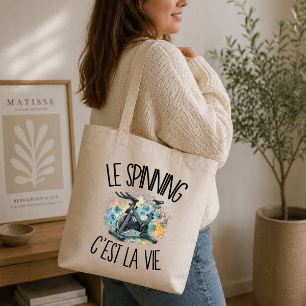 Tote Bag Beige Le spinning c'est la vie